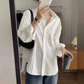 French Chic White Long-Sleeved Shirt - Niche Design for Spring & Autumn