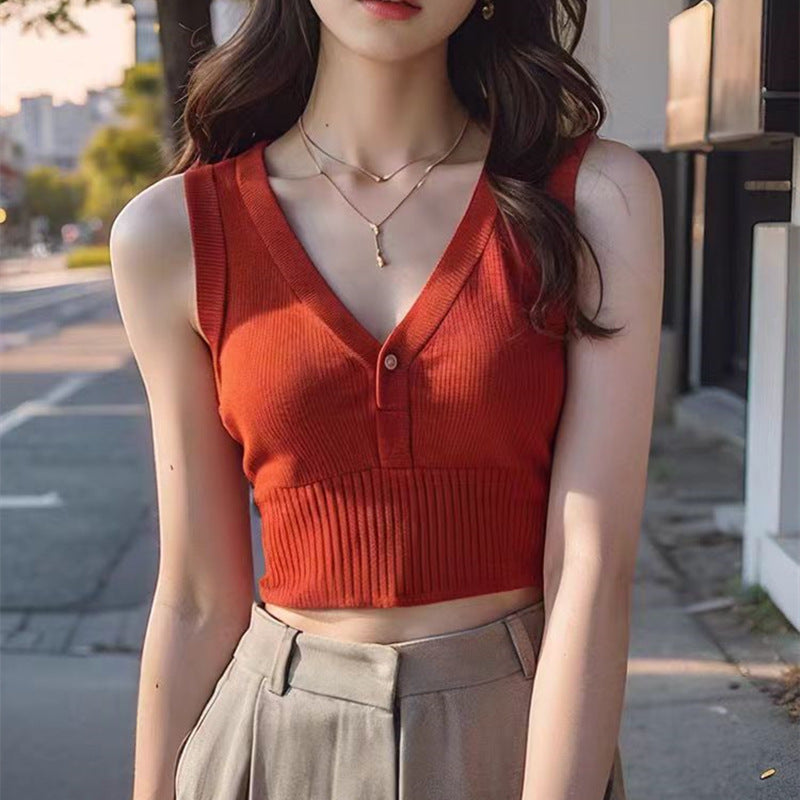 Women Summer Must-Have: Girls' Knitted Crop Vest - Lightweight, Trendy, and Perfect for Layering
