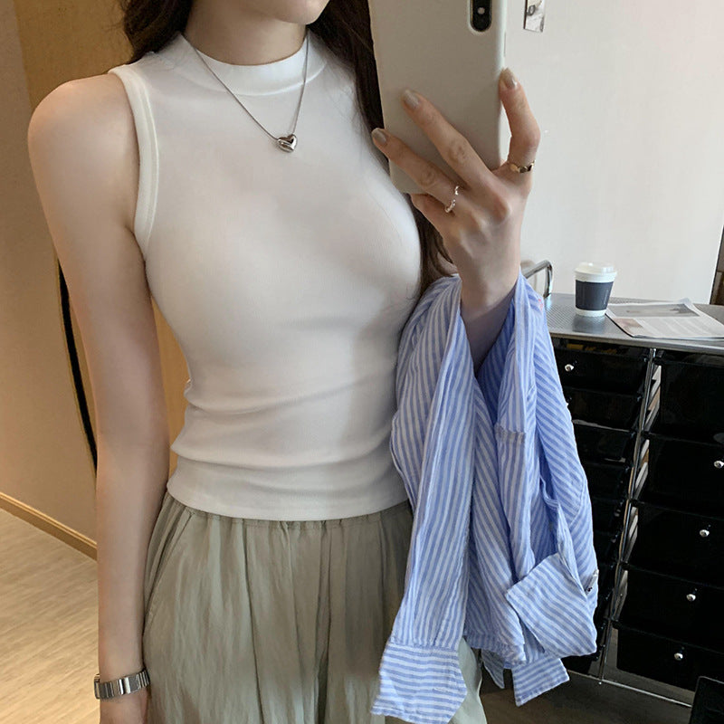 Women's Milky White Sports Camisole - Spring & Summer Sleeveless Innerwear/Outerwear Top