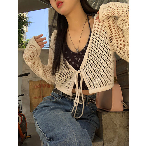 2025 Spring New French Style V-Neck Thin Sweater Cardigan for Women