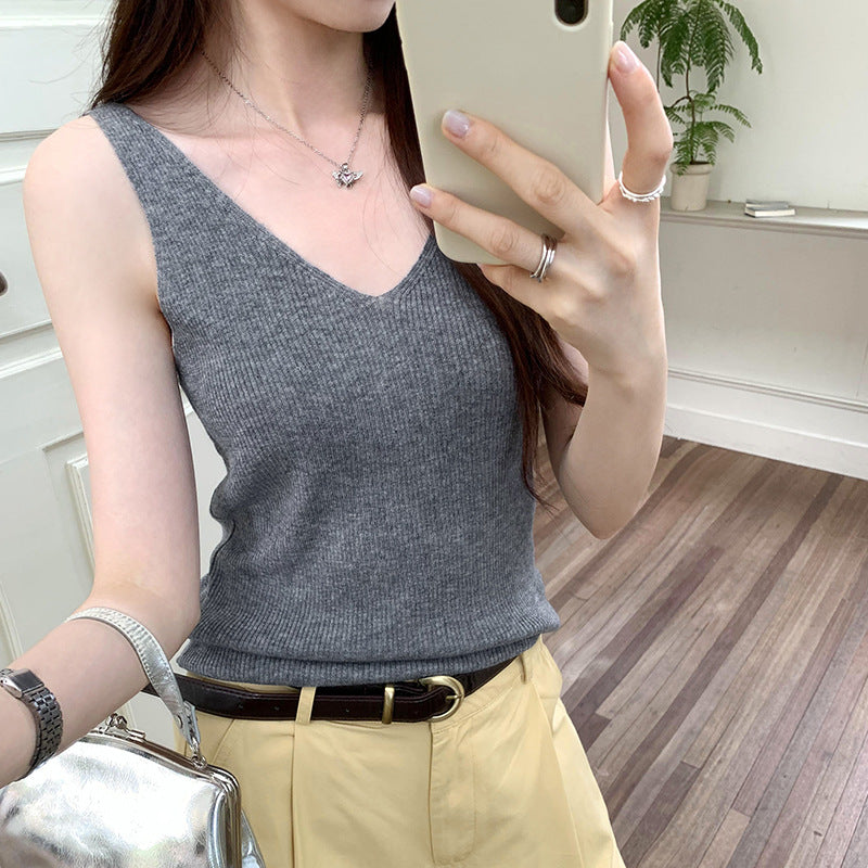 Women's High-End Sleeveless V-Neck Knitted Vest
