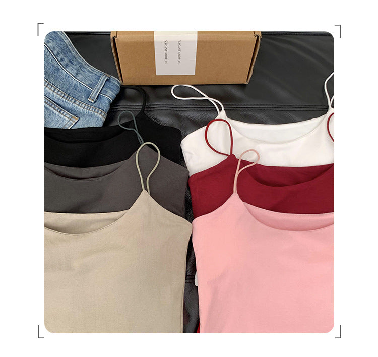 Women's Real Shot Camisole with Chest Pads - Sleek Summer Strap Top