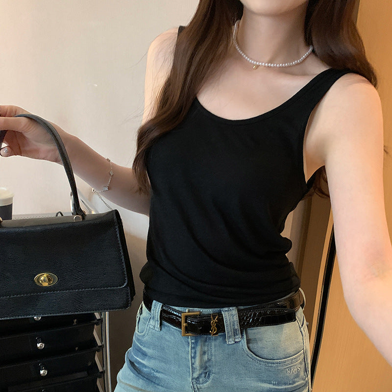 Women's Summer Slim Fit Sleeveless T-Shirt - New Style Simple All-Match Outerwear Top