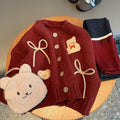 Cute Cartoon Bear Knit Cardigan for Girls