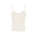 A young woman is dressed in a bright yellow camisole vest, perfect for the warm summer weather.
