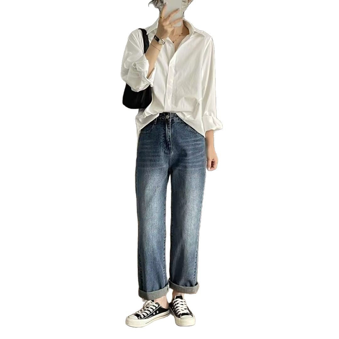 French Chic White Long-Sleeved Shirt - Niche Design for Spring & Autumn