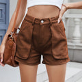 Women's Elastic Waist Denim Workwear Shorts - Casual American Style