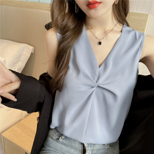 2025 Summer Women's Chiffon V-Neck Camisole - Sleek Suit Innerwear & Effortless Outerwear