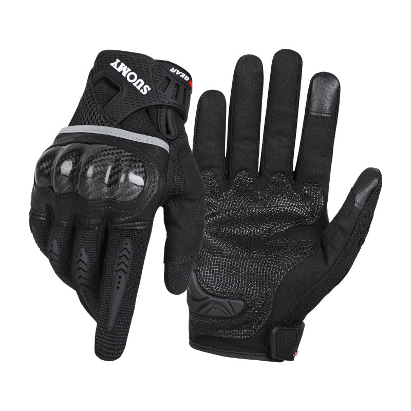 Spring & Summer Motorcycle Gloves – Carbon Fiber Shell | Breathable, Lightweight, Touchscreen-Ready