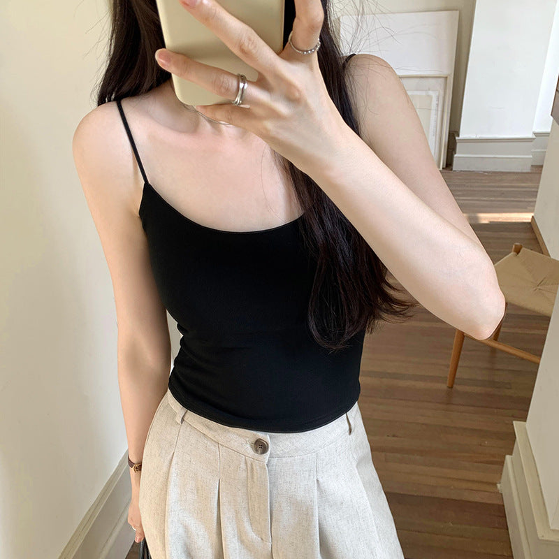 Women's Real Shot Camisole with Chest Pads - Sleek Summer Strap Top