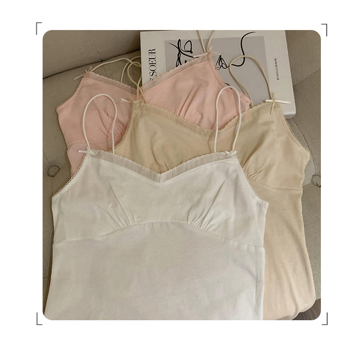Sweet & Spicy Lace Bow Cotton Sling - Beautiful Summer Sleeveless Innerwear for Women