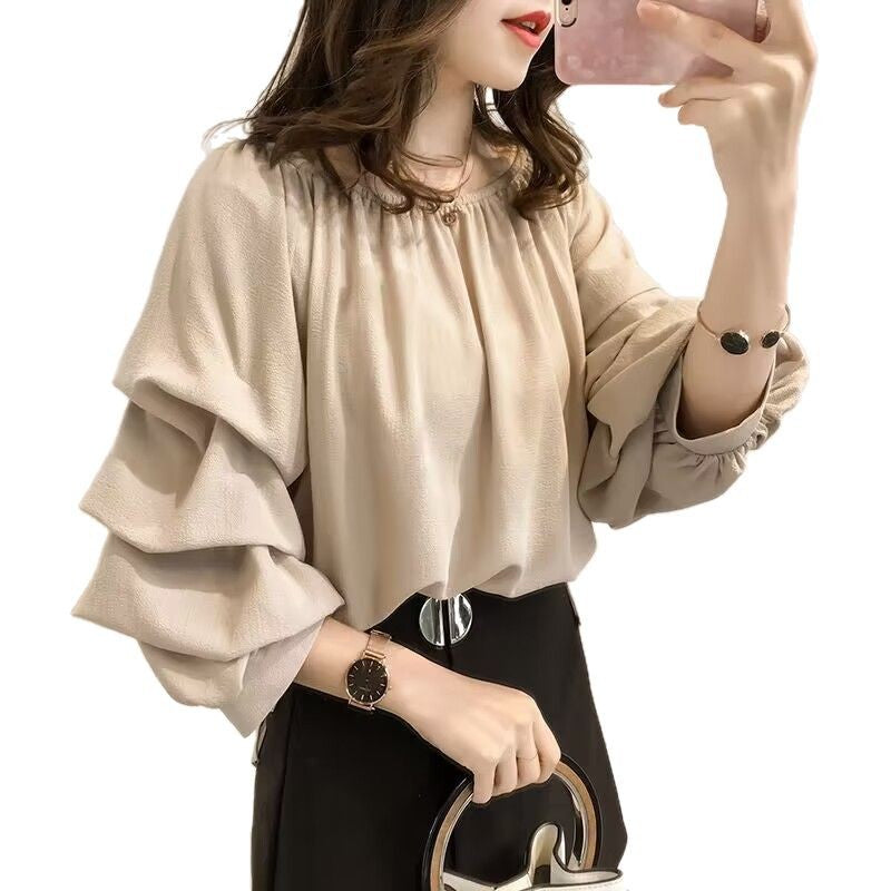 Women's One-Shoulder Bubble Top - Off-Shoulder Loose Fit with Slim Solid Bottom