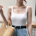 Women's Short Knitted Camisole - Elastic Sleeveless Inner Top for Layering with Blazers or Suits
