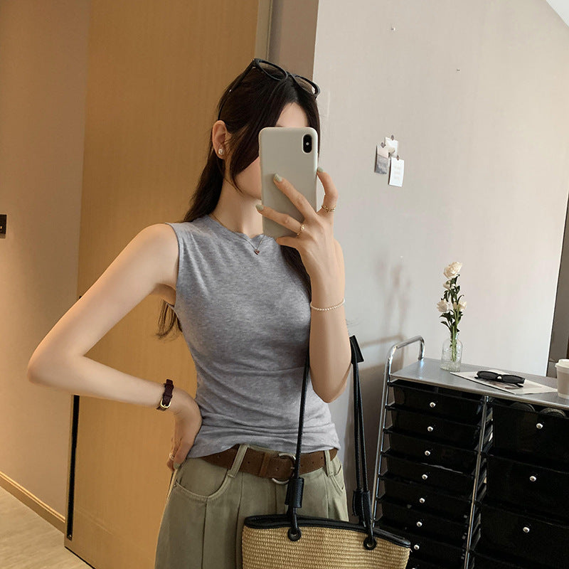 Women's Lyocell Tencel Wool Sleeveless Vest - Skin-Friendly I-Shaped Summer Top