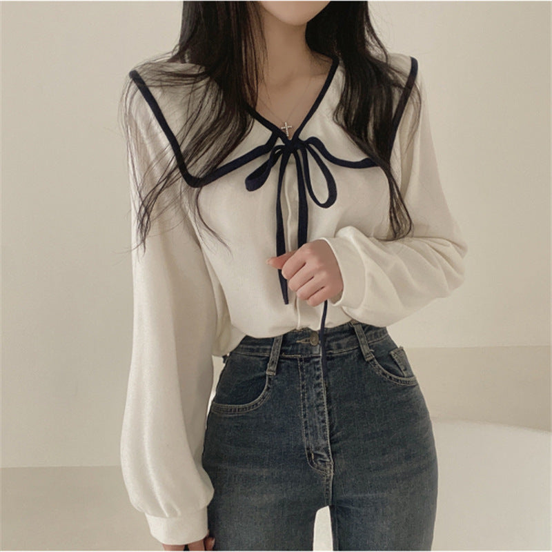 Chic Lace-Up Lapel Shirt - Loose Slim-Fit Spring Top for Women
