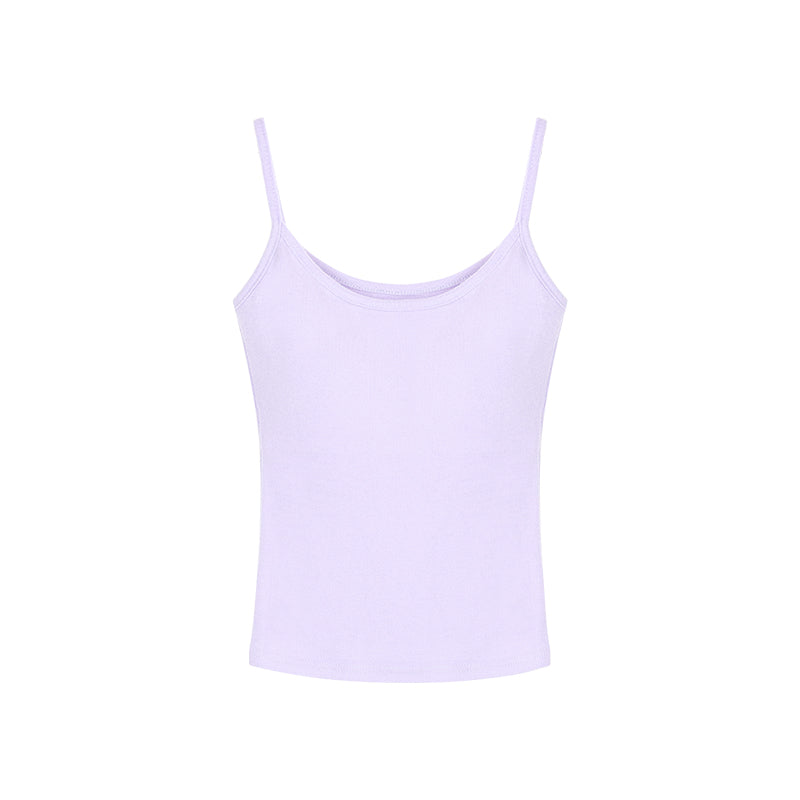 A young woman is dressed in a bright yellow camisole vest, perfect for the warm summer weather.