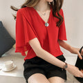 Plus Size Women's Chiffon Short Sleeve T-Shirt - Slimming & Elegant Fit