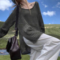 Women's Summer Lightweight Knitted Cardigan - Long, Thin, Lazy Style Air-Conditioning Top with Hollow Design