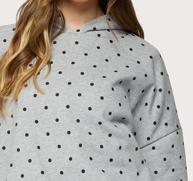 Polka Dot Hoodie and Shorts Two-Piece Casual Sports Set for Women