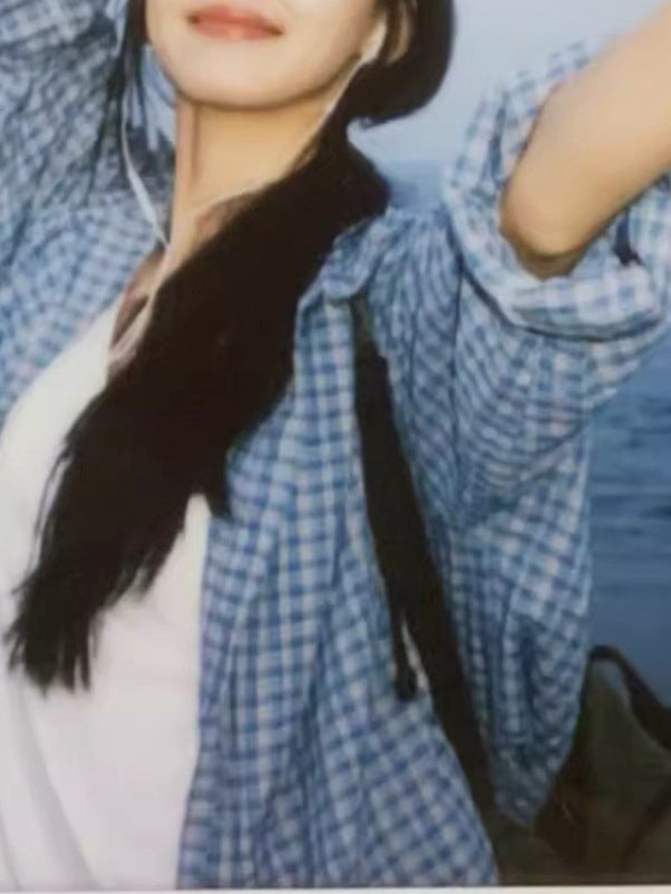 Summer Blue Plaid Shirt - Lightweight, Loose & Laid-Back