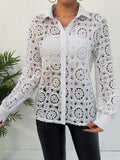 Women's Spring Lace V-Neck Blouse - Long Sleeve Elegant Shirt Top