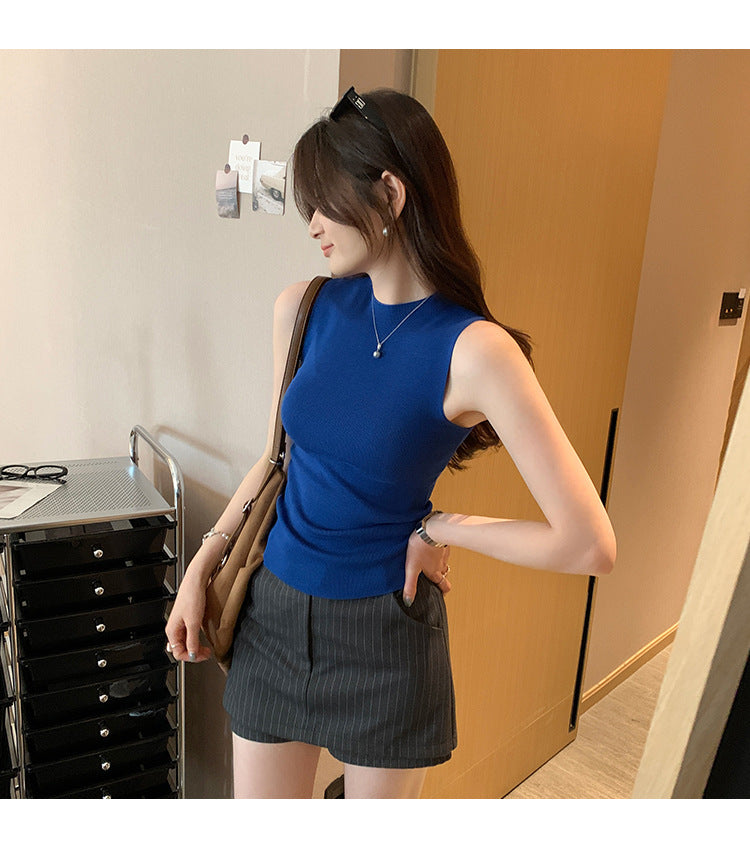 Summer Slim Fit Half-High Collar Sleeveless Sweater - Hot Girl Inner Vest Top