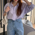 Purple French-Inspired Shirt - Elegant Spring & Autumn Essential