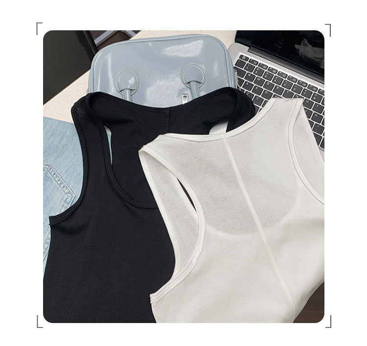 Women's Irregular Hem I-Shaped White Vest - Niche Summer Sleeveless Outerwear