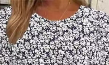 Women's Printed Round Neck Elegant Solid Color V-Neck Short Sleeve Dress