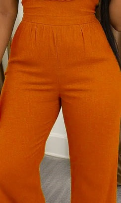 Women's Halter Neck Solid Color Casual Jumpsuit