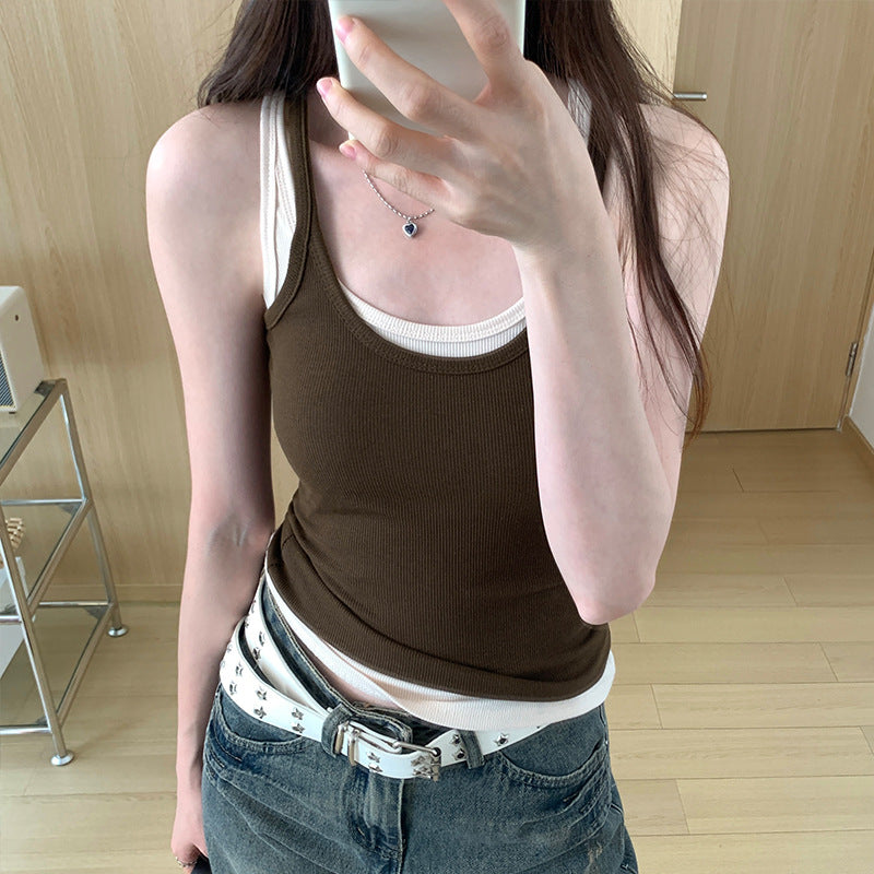 Women's Slim Fit Camisole Top - Summer Elastic Sleeveless Outerwear