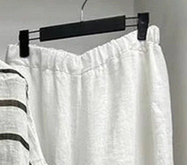 Women’s Striped Crew Neck Casual Five-Sleeve T-Shirt and Pants Two-Piece Set