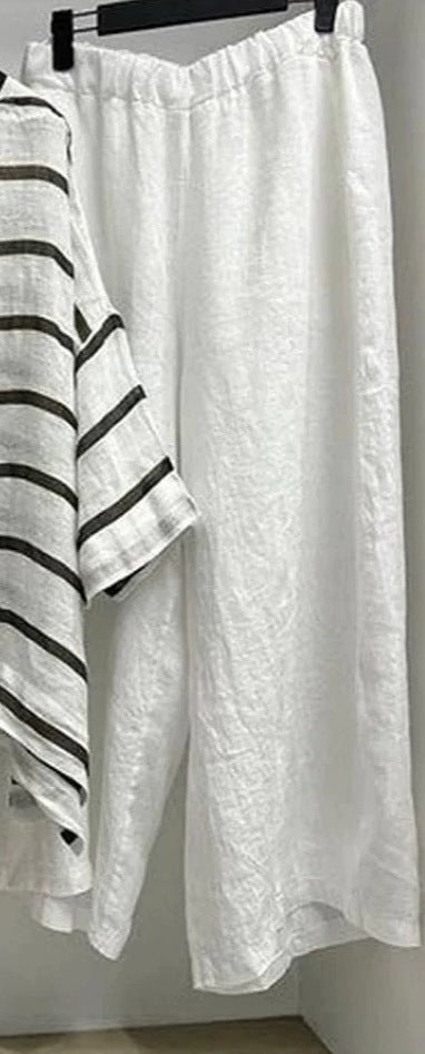 Women’s Striped Crew Neck Casual Five-Sleeve T-Shirt and Pants Two-Piece Set