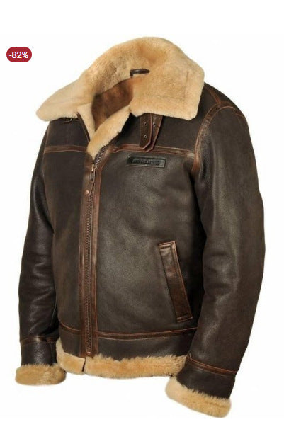 Men’s Youth Fur Lapel Zipper Casual Jacket