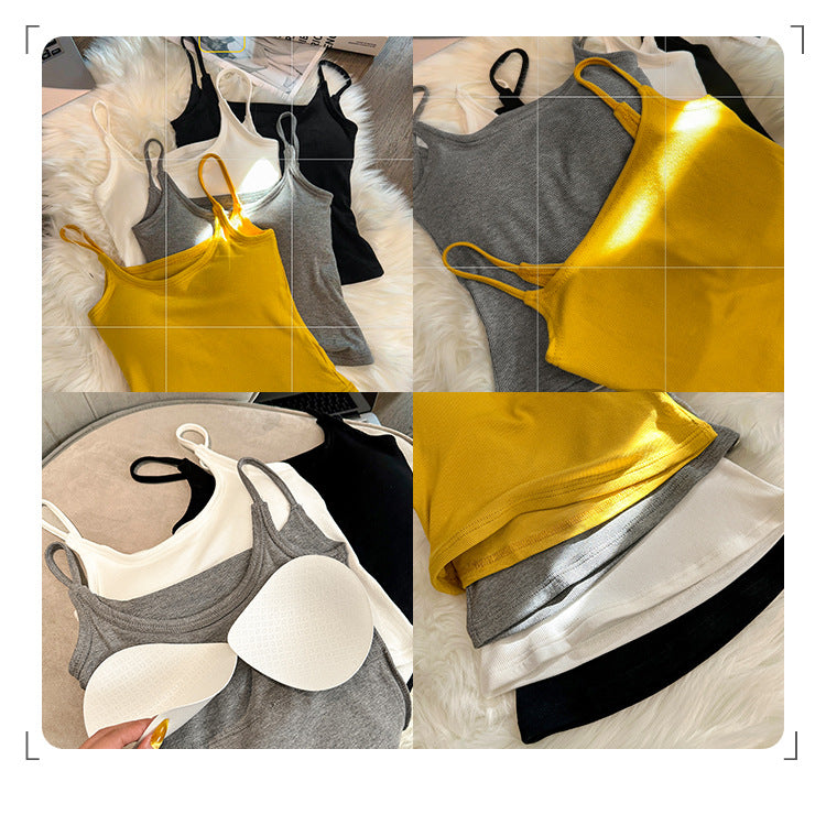 Girls' Slim-Fit Camisole with Built-In Breast Pads - Sleeveless Summer Innerwear & Outerwear Top