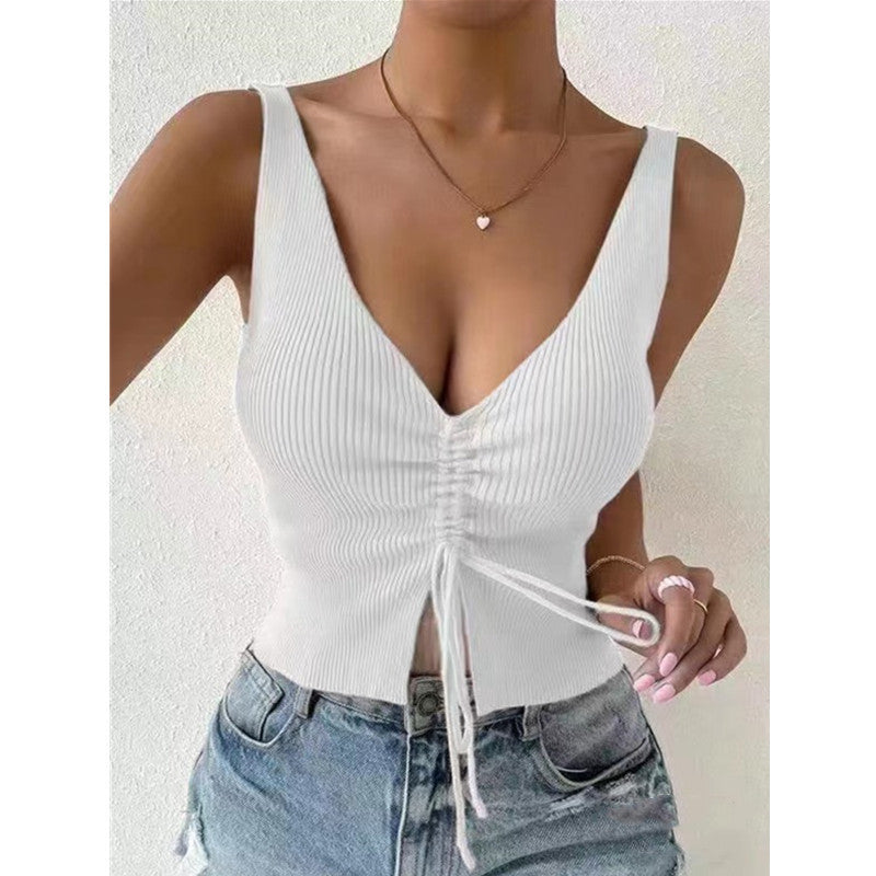 New Summer Fashion Drawstring American Versatile Drawstring Vest