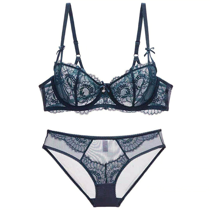 women's thin bra big breasts show small beautiful back bra set