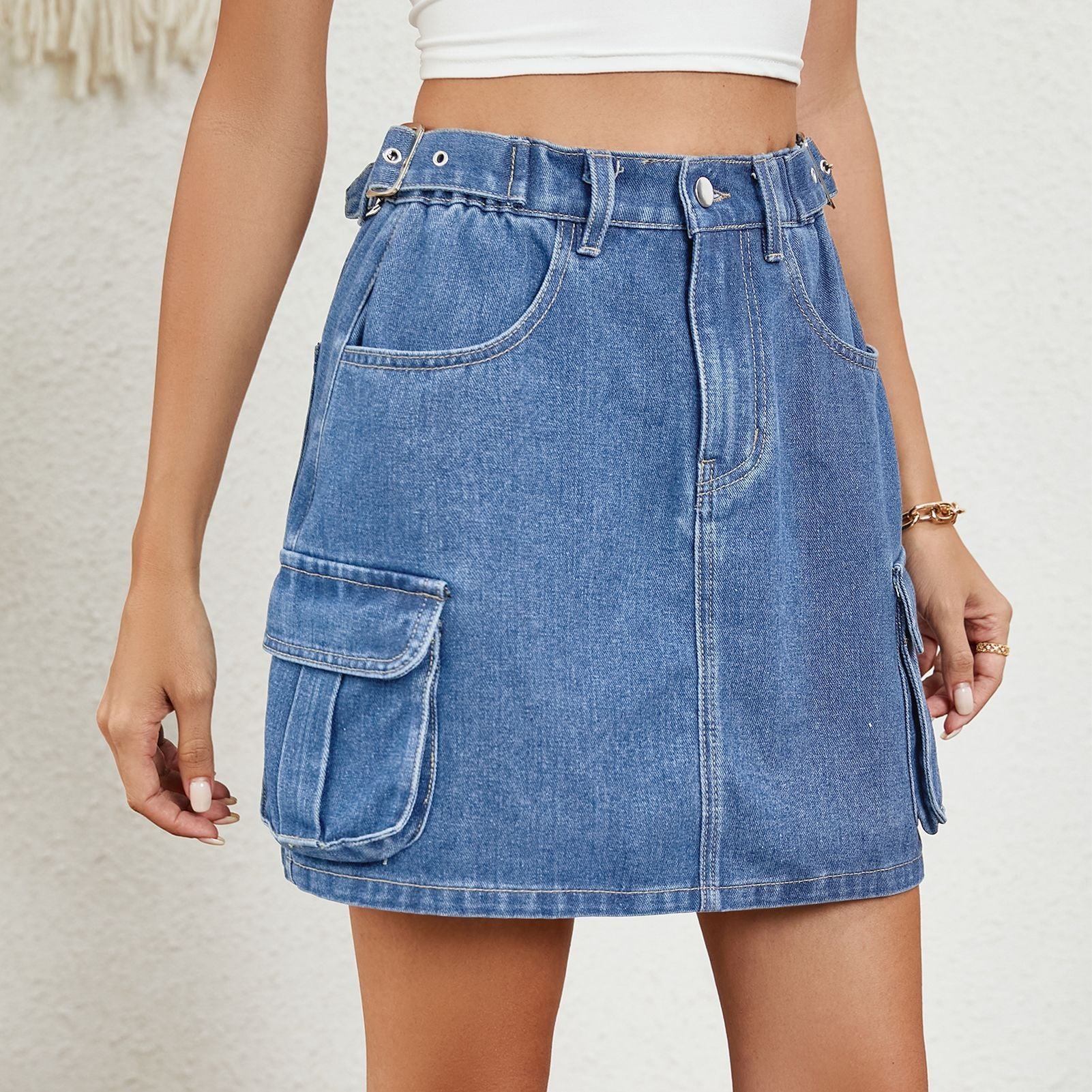Women's Summer New Washed Adjustable Waist Denim Short Skirt - Casual Comfort with a Stylish Edge