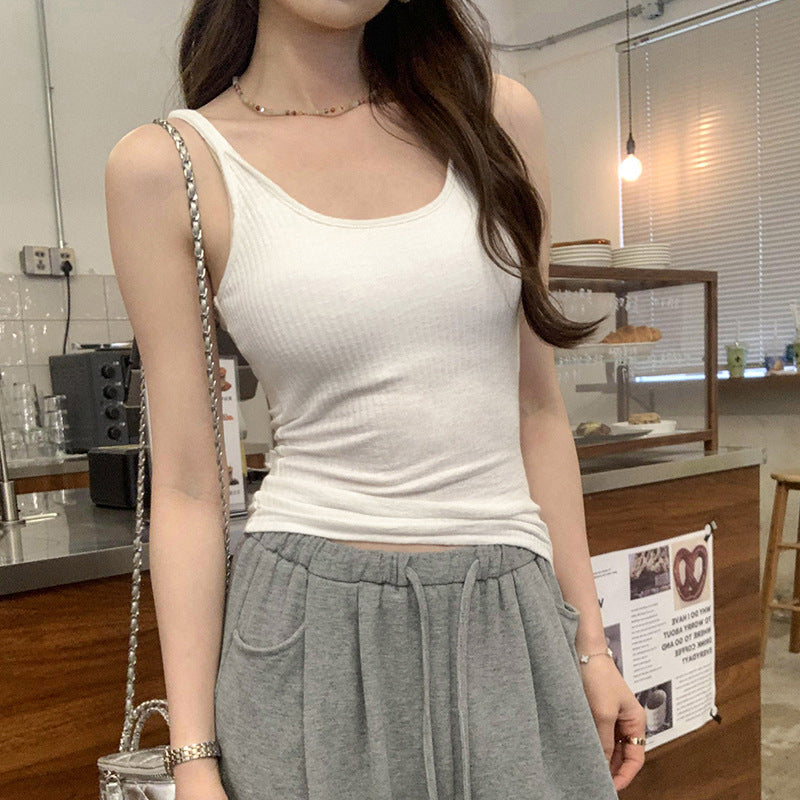 Women's Niche White Double-Strap Sling Top - Tight Sleeveless Summer Vest for Inner & Outerwear
