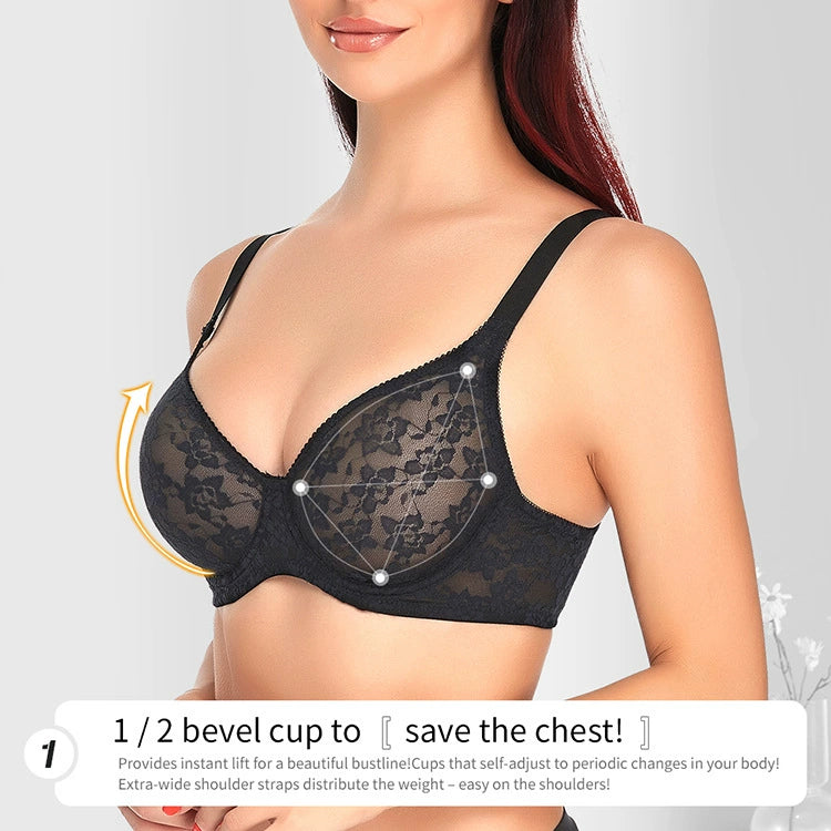 Women adjustable large size bra foreign trade steel ring gathered thin bra underwear