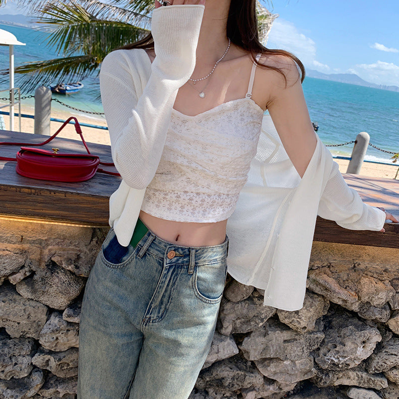 Women's Ice Silk Sunscreen Cardigan - Lightweight Summer Knit Jacket for Sun Protection