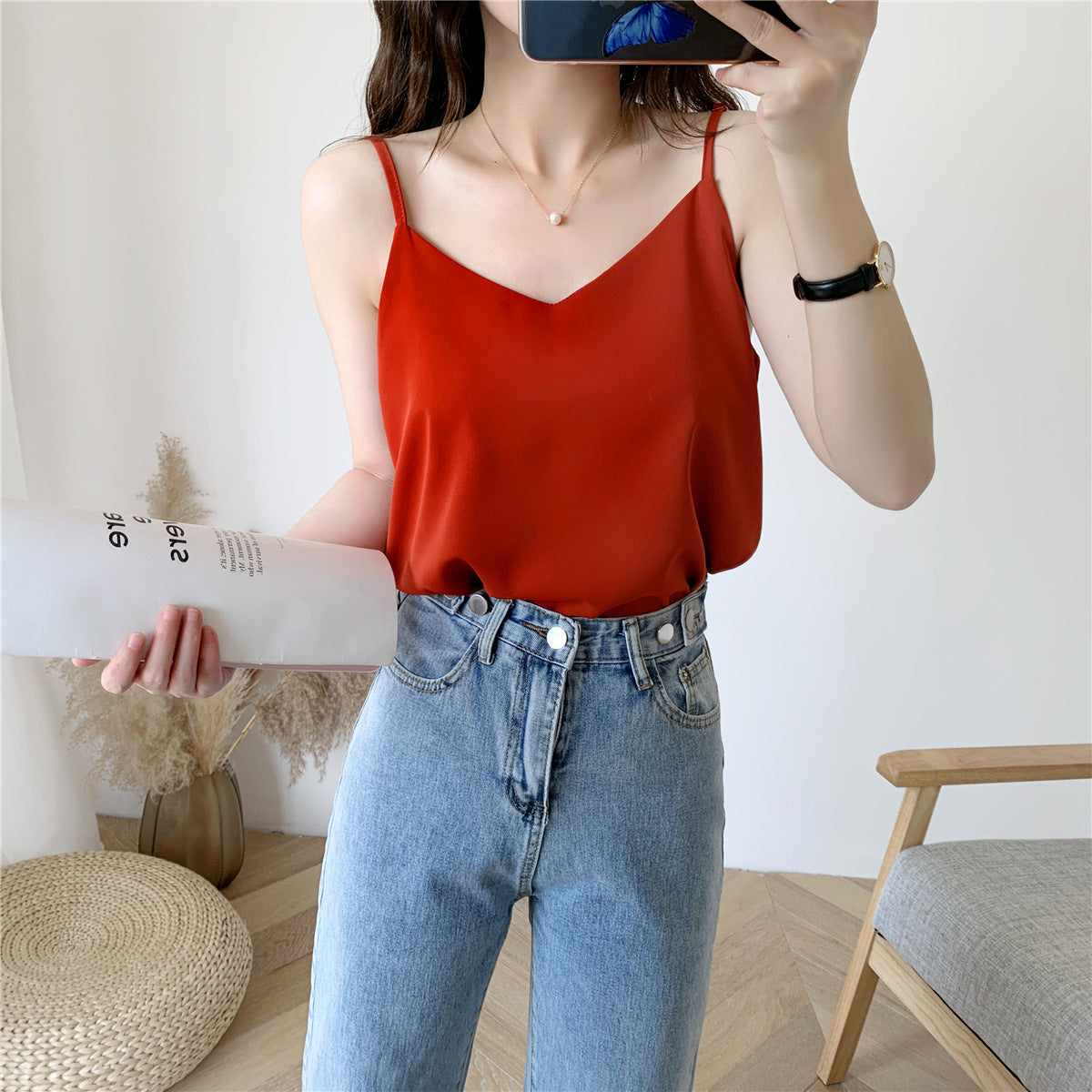 Women's Summer Camisole Vest - Loose Fit Sleeveless Top, Casual Chic Short Tank