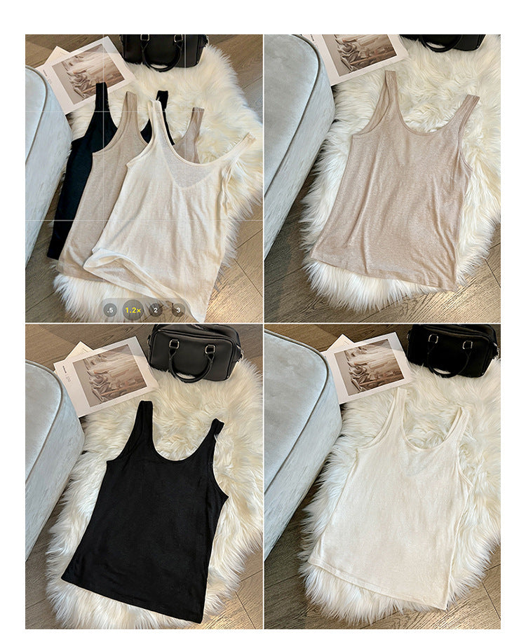 Women's Summer Slim Fit Sleeveless T-Shirt - New Style Simple All-Match Outerwear Top