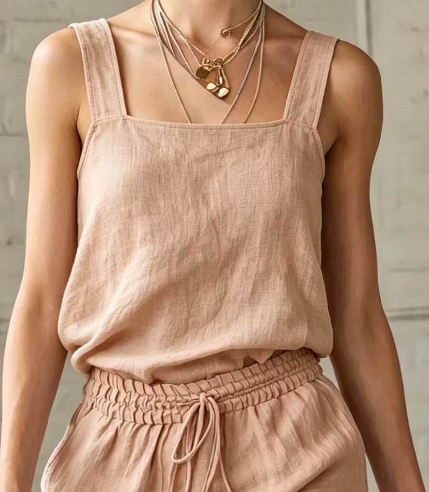Women's Summer Elegant Sleeveless Top and Shorts Two-Piece Set