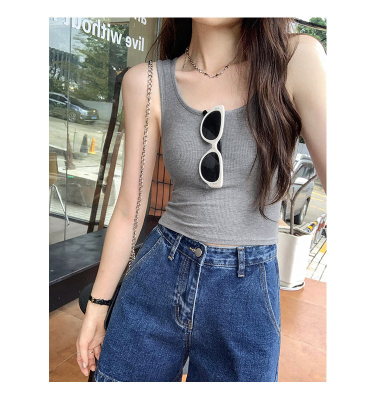 Women's Sleeveless Sports Vest - New Style Short Top for Innerwear or Activewear