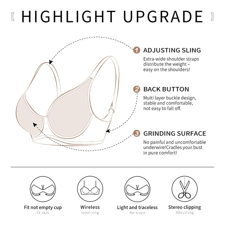 Women adjustable large size bra foreign trade steel ring gathered thin bra underwear