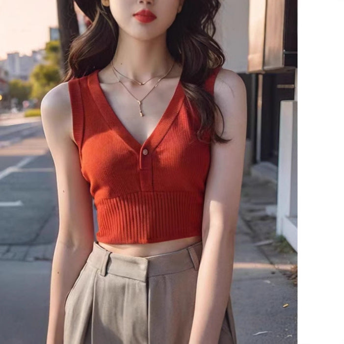 Women Summer Must-Have: Girls' Knitted Crop Vest - Lightweight, Trendy, and Perfect for Layering