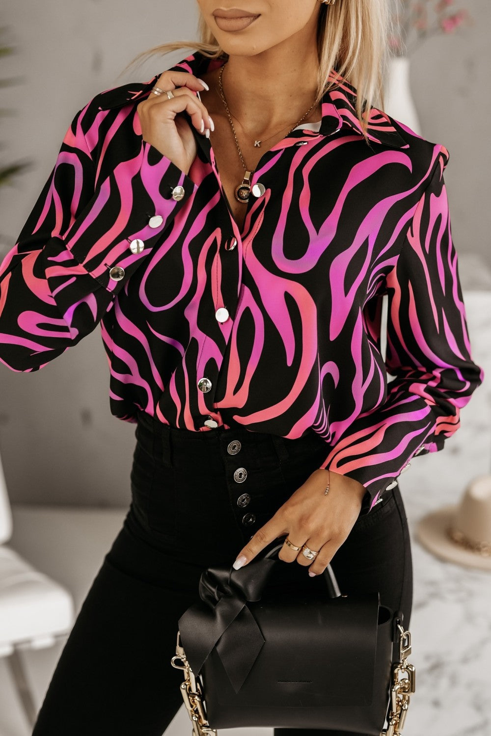 Women's Spring & Autumn Printed Shirt - Long Sleeve Casual Blouse for Everyday Wear