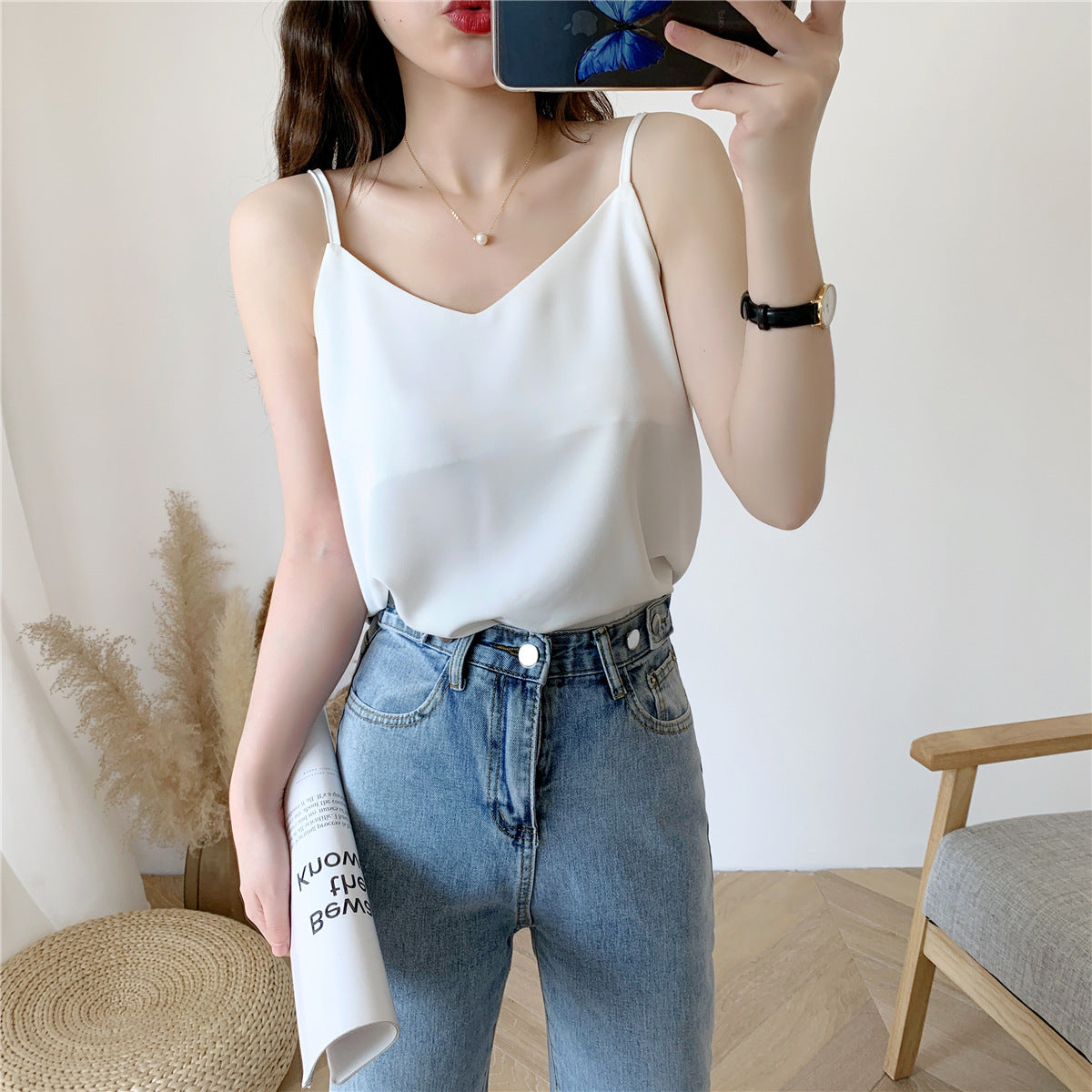 Women's Summer Camisole Vest - Loose Fit Sleeveless Top, Casual Chic Short Tank