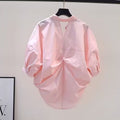 Women's Summer Pleated Loose-Fit Shirt - Niche Design, Age-Reducing Charm